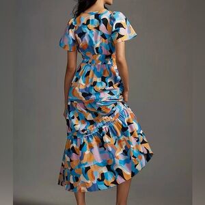 Anthropologie Somerset dress blue swirl print maxi size XXS